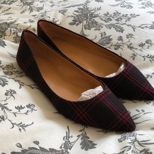 J. Crew black and red plaid flats